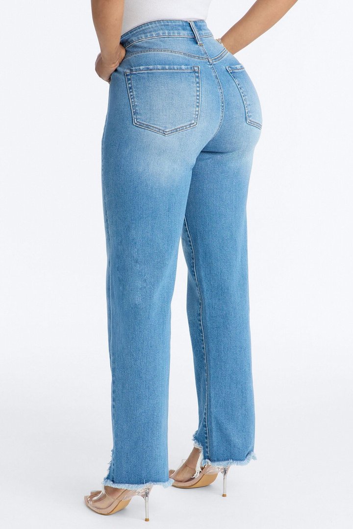 Hallie Hybrid Straight Leg Cigarette Jeans - Medium Wash