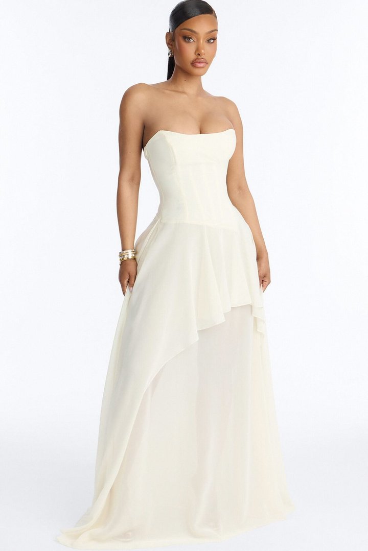 Effortless Charm Chiffon Gown - Ivory