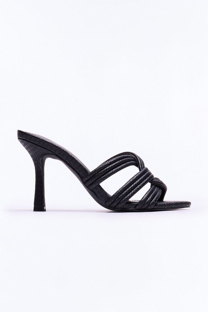 Lya Knotted Strap Heels - Black