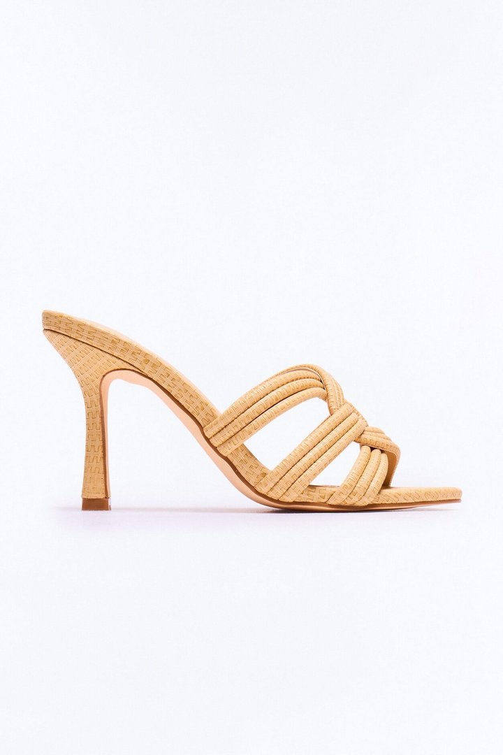 Lya Knotted Strap Heels - Natural
