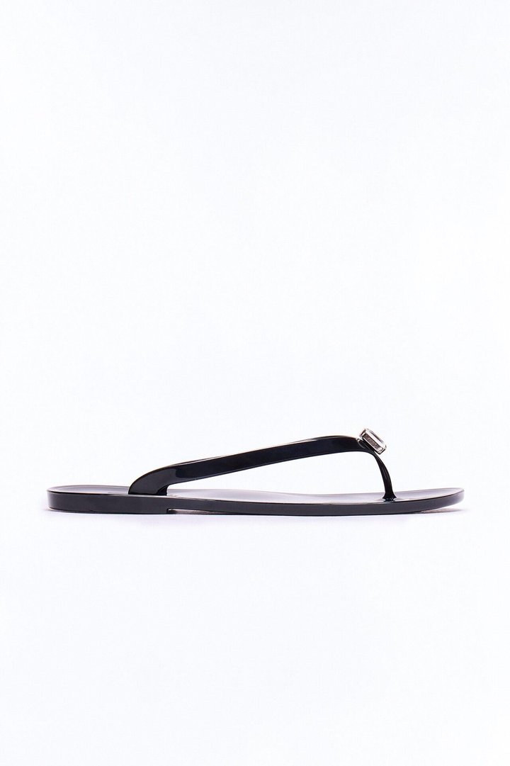 Nelia Jewel Jelly Flip Flops - Black
