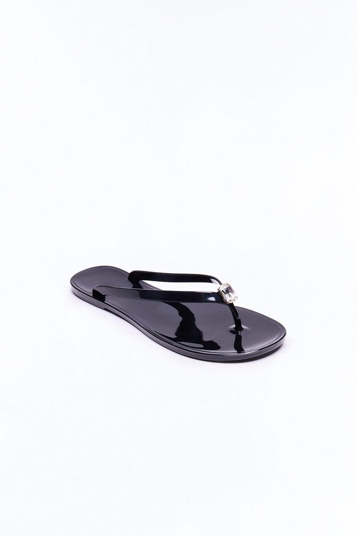 Nelia Jewel Jelly Flip Flops - Black