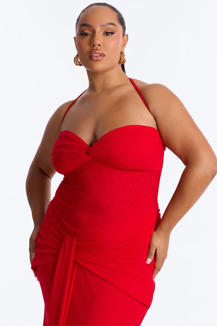 Watch And Learn Mesh Maxi Dress - Red