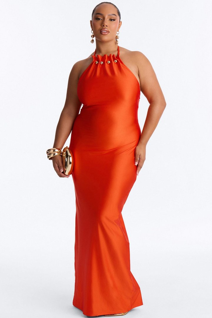 Solara Halter Maxi Dress - Orange