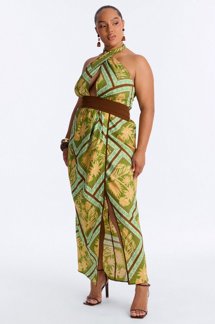 Where's The Beach Maxi Dress - Green/combo