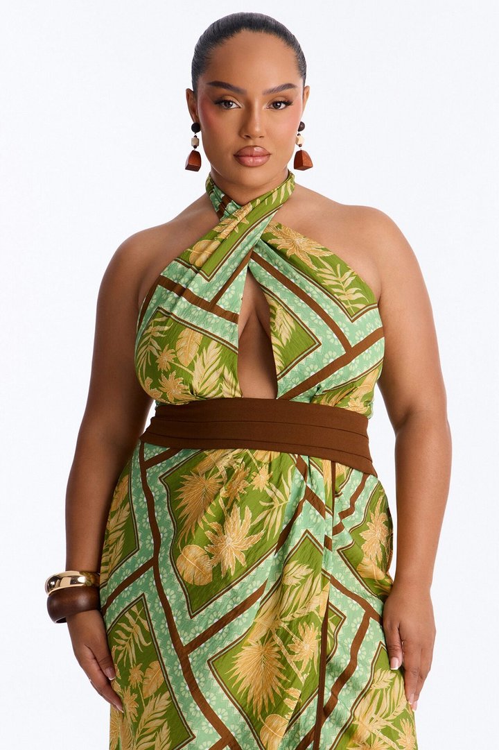 Where's The Beach Maxi Dress - Green/combo