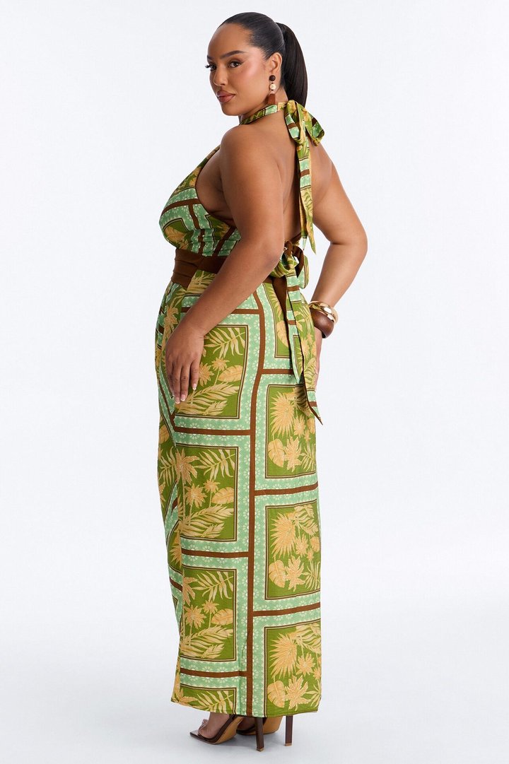 Where's The Beach Maxi Dress - Green/combo