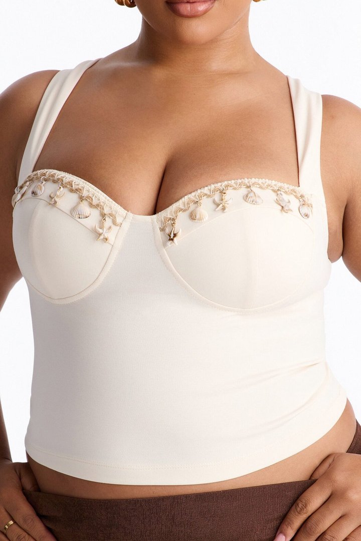 Summer Dreams Sea Shell Padded Top - Cream