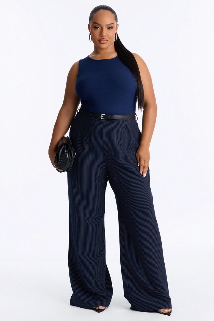 Jen Twofer Pinstripe Jumpsuit - Navy
