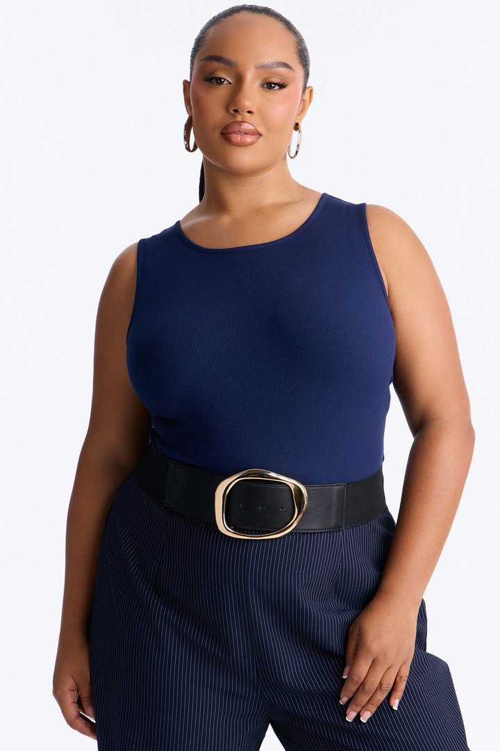 No Circling Back Wide Elastic Belt - Black