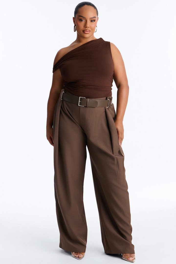 Kylie Off Shoulder Bodysuit - Brown