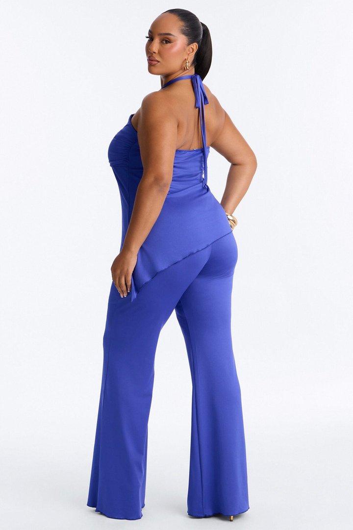 Karmen Asymmetrical Halter Pant Set - Royal