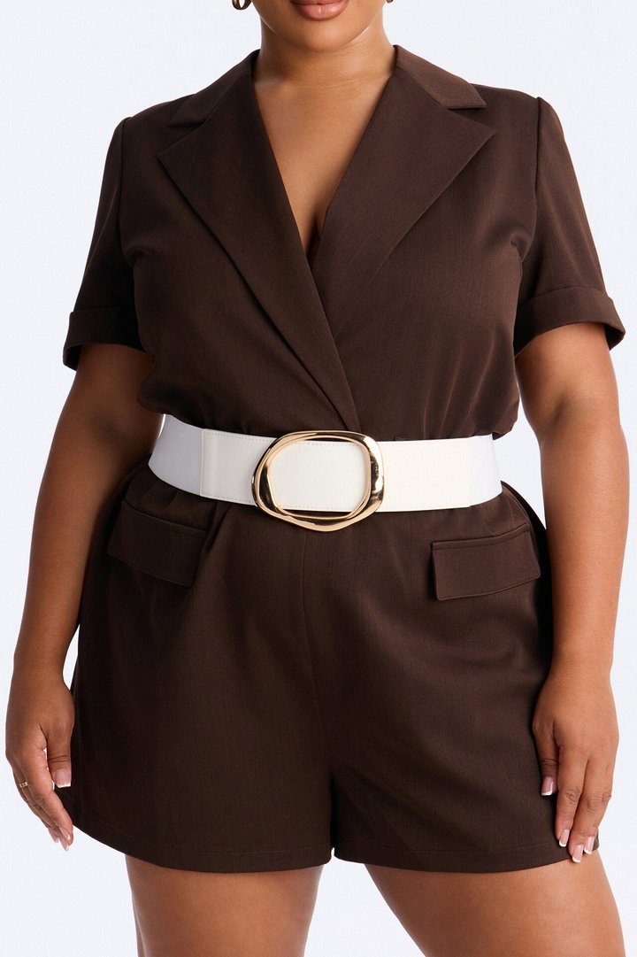 No Circling Back Wide Elastic Belt - Ivory