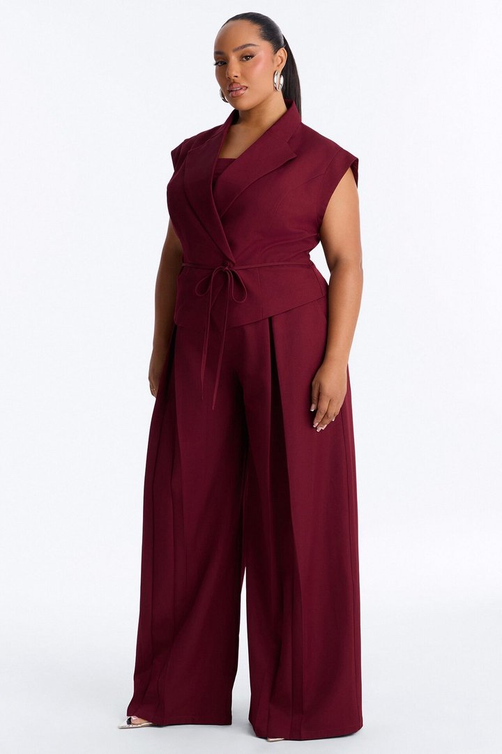 Going Places Blazer Pant Set - Burgundy