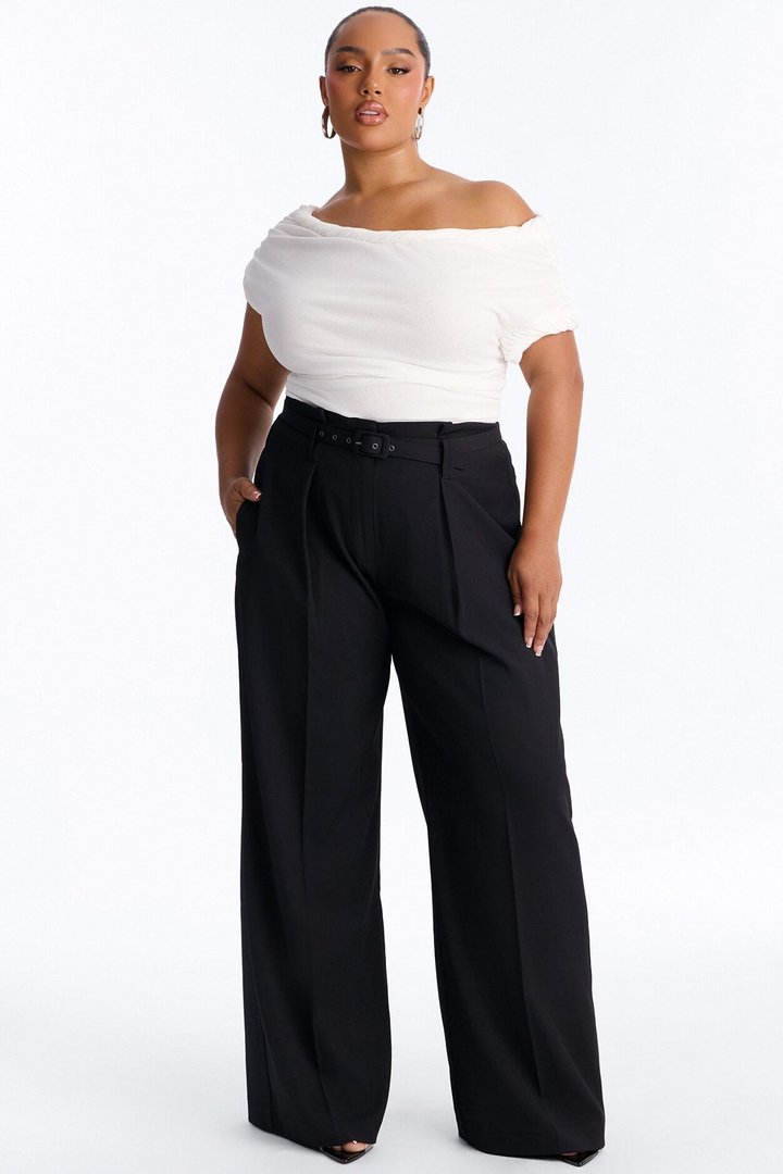 Nicole Belted Straight Leg Trouser - Black