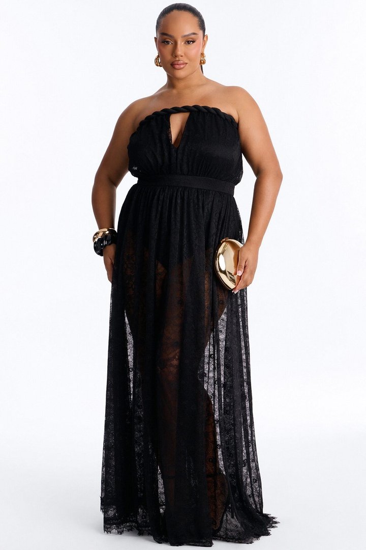 Came To Play Lace Maxi Dress - Black