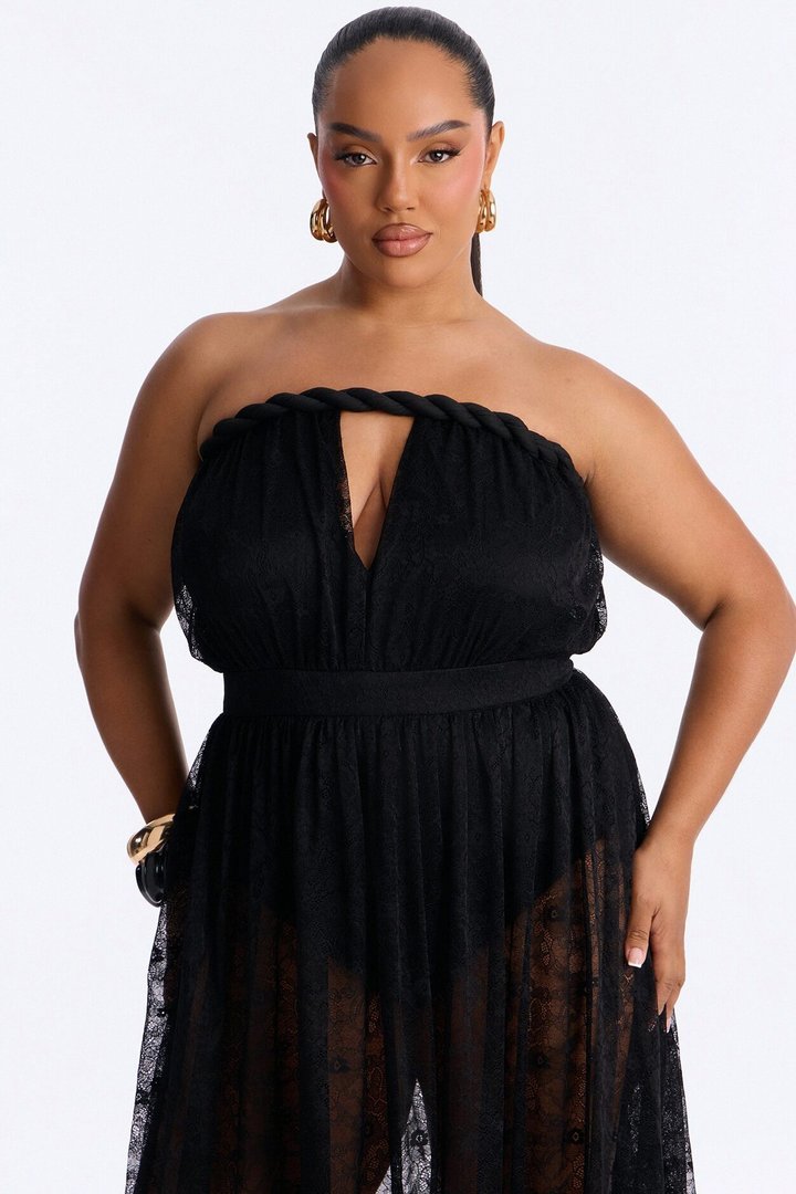Came To Play Lace Maxi Dress - Black