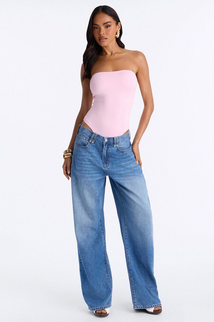 Contour Double Lined Strapless Bodysuit - Light Pink