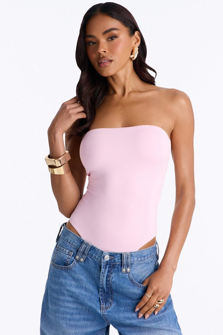 Contour Double Lined Strapless Bodysuit - Light Pink
