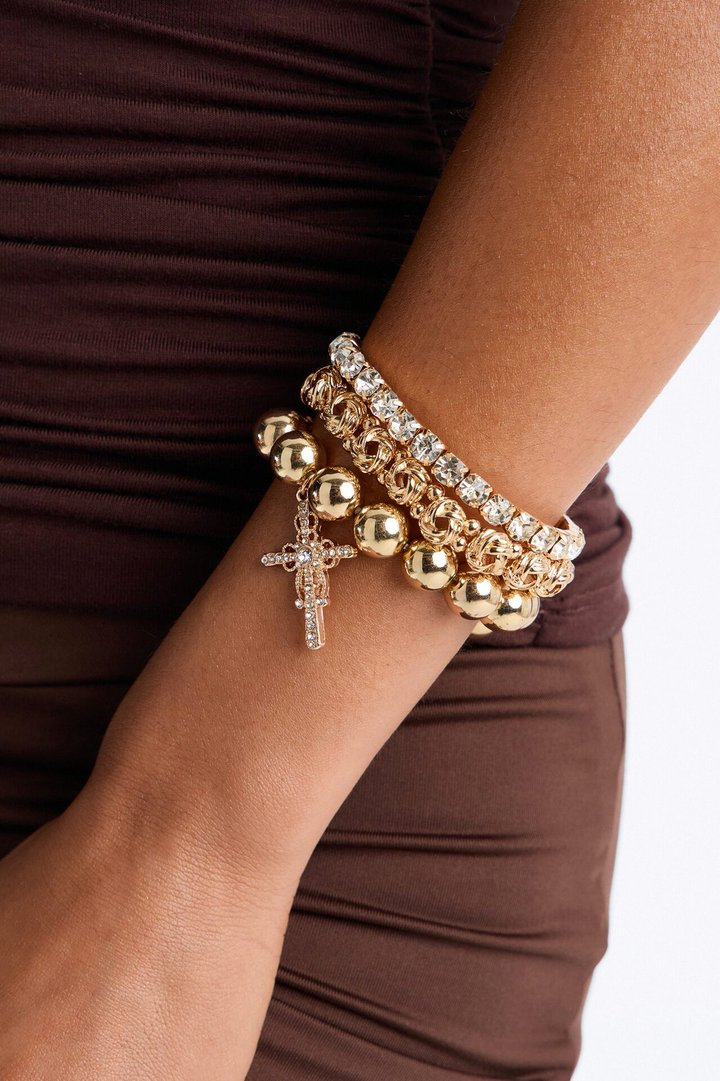 Rise Above 3 Piece Bracelet Set - Gold