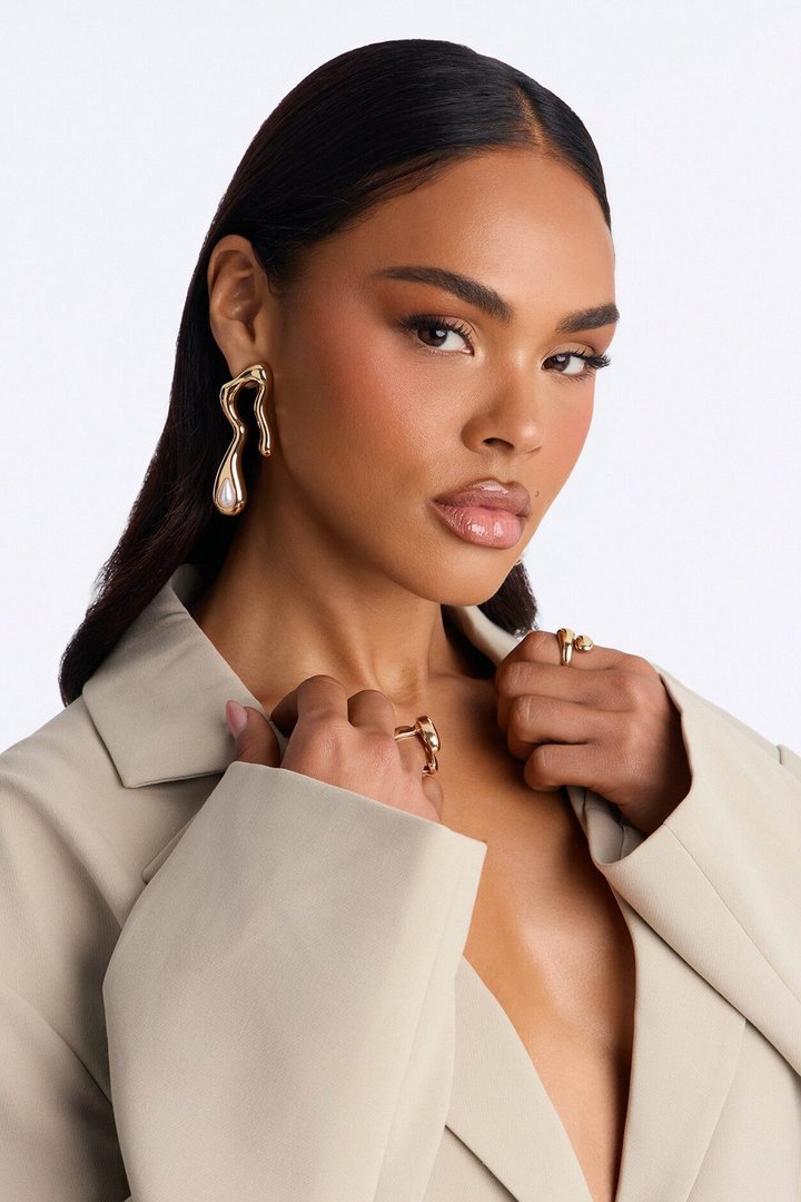 Opal Grace Abstract Drop Earrings - Gold