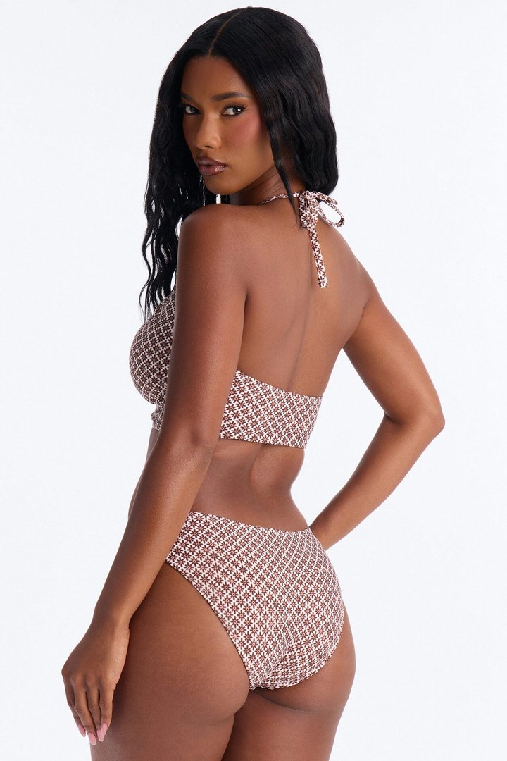 Buns Out Halter 2 Piece Bikini - Brown/combo
