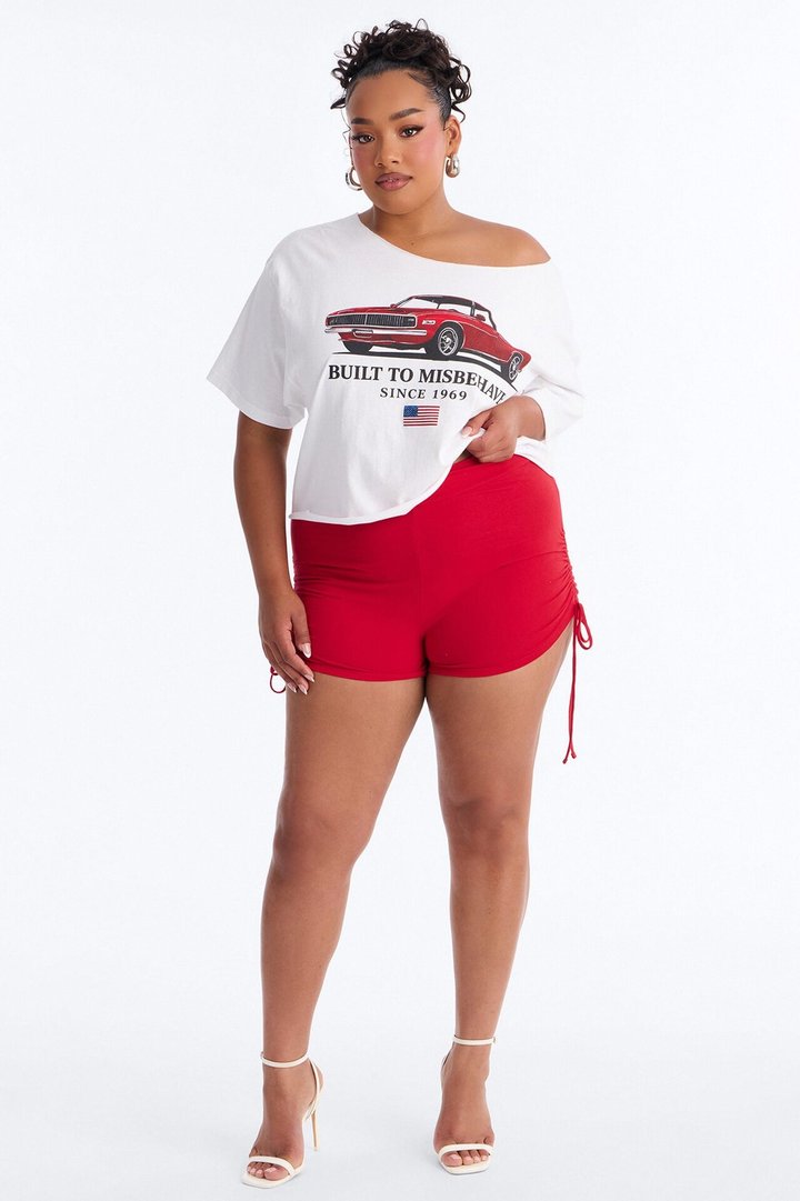 Built To Misbehave Off Shoulder Tee - White