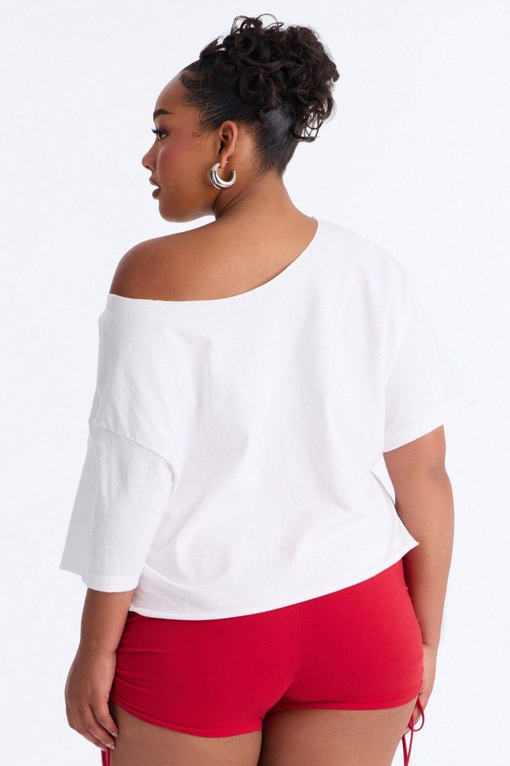 Built To Misbehave Off Shoulder Tee - White