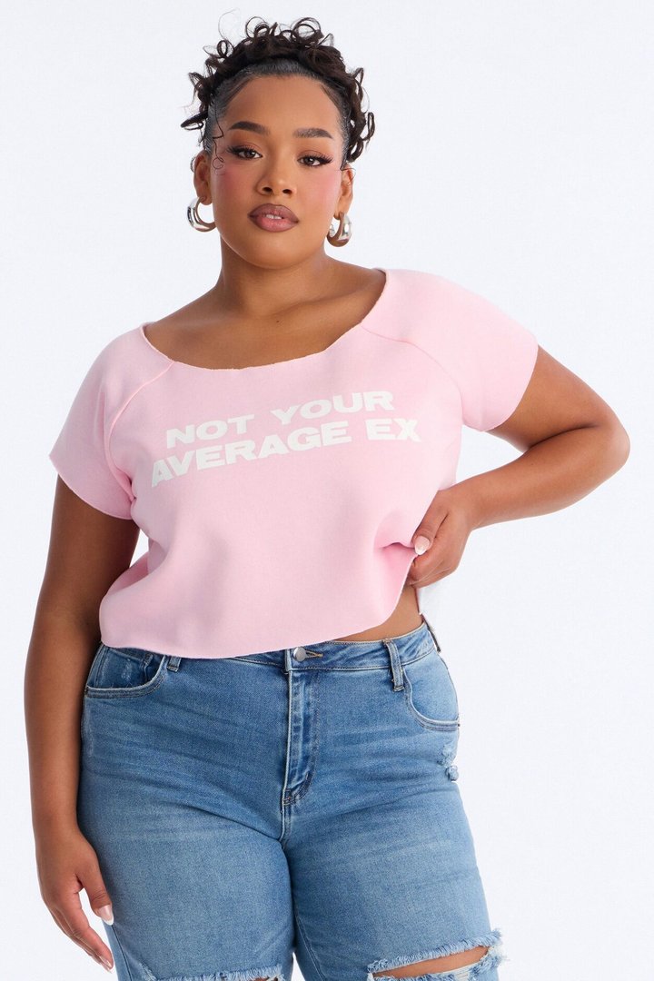 Not Your Average Ex Off Shoulder Washed Cropped Tee - Light Pink
