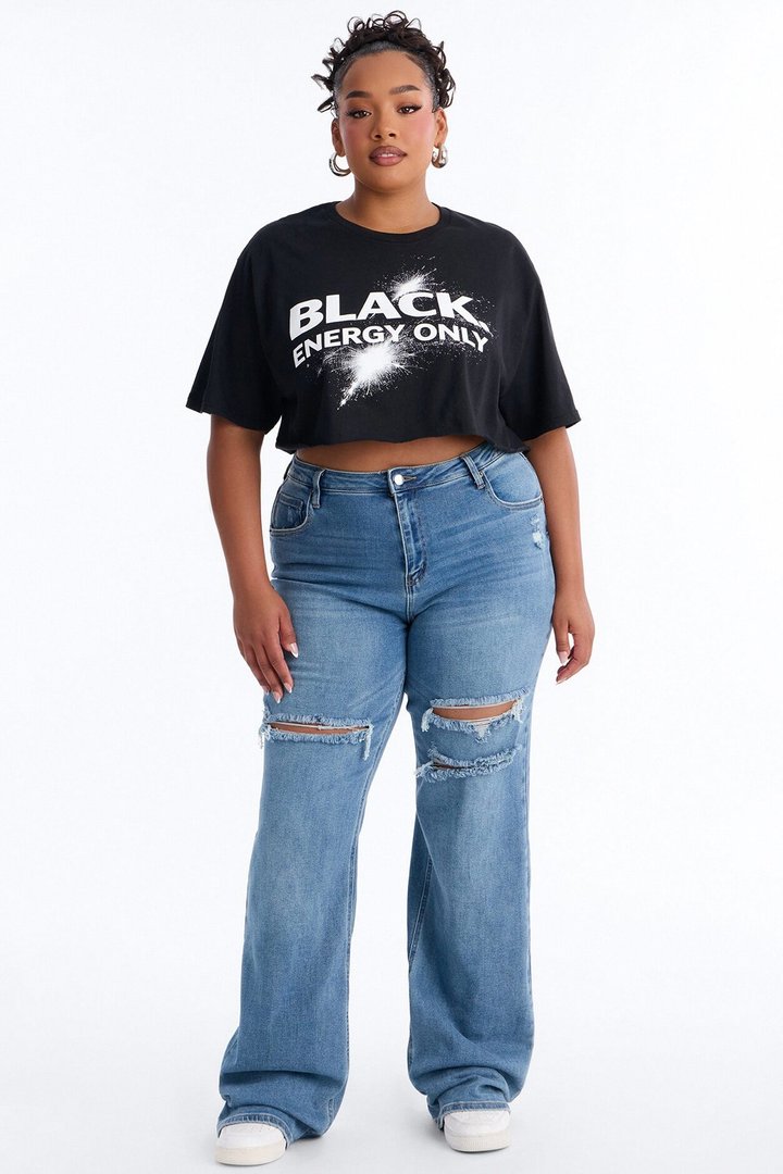 Black Energy Only Cropped Tee - Black