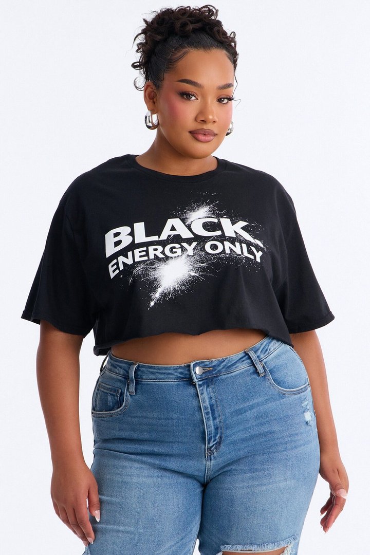 Black Energy Only Cropped Tee - Black
