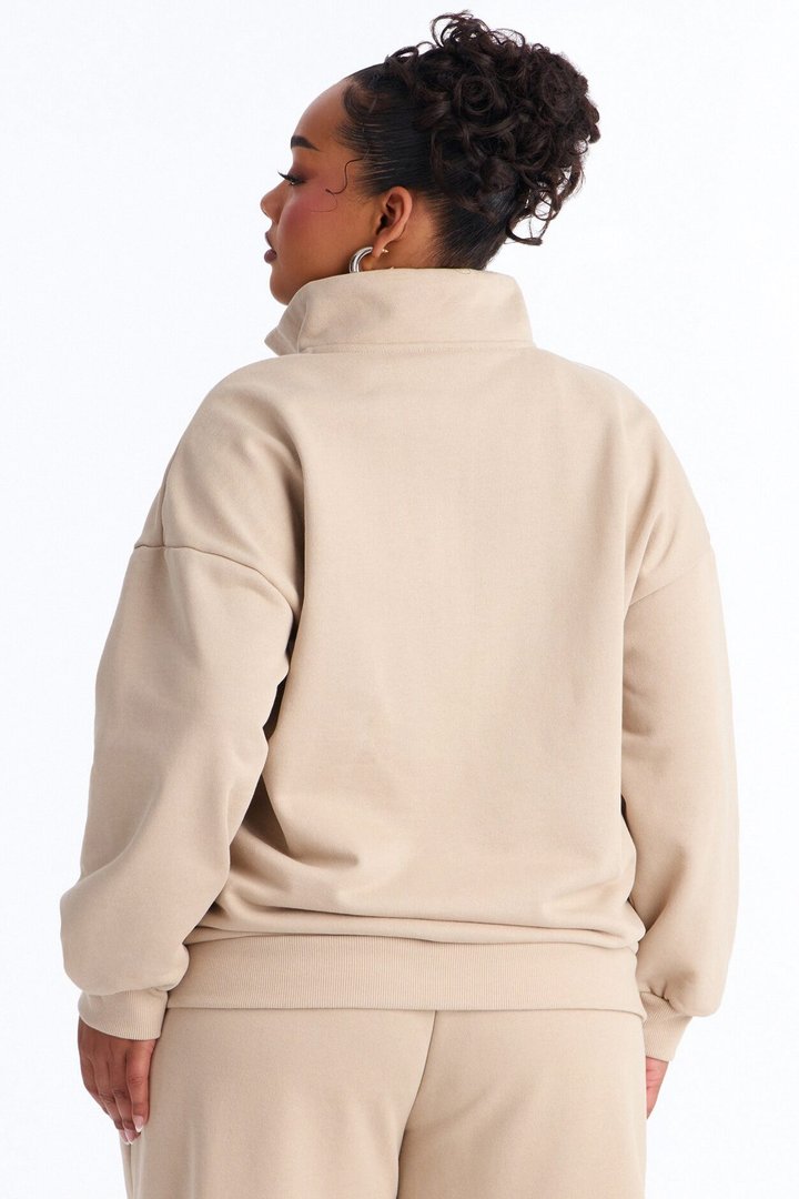 Libby Quarter Zip Fleece Sweatshirt - Taupe