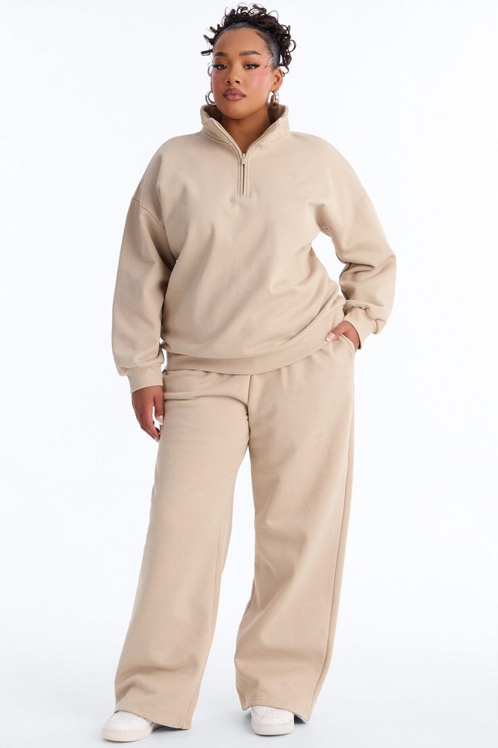 Libby Fleece Straight Leg Sweatpant - Taupe