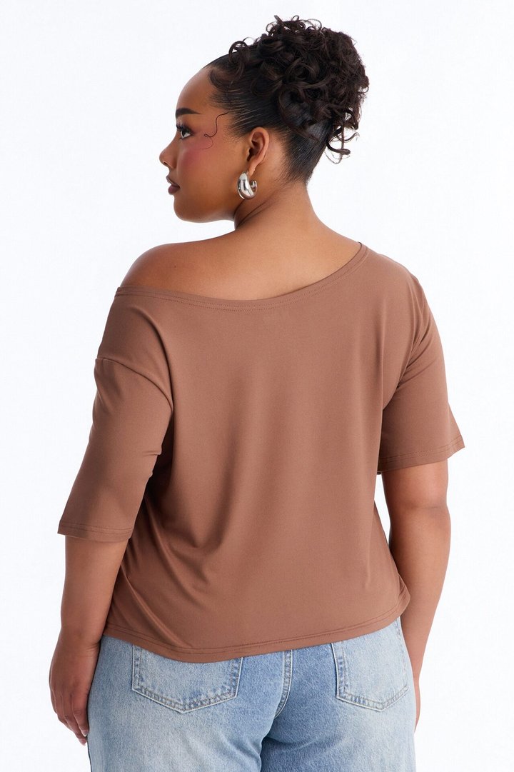 Def Leppard Lounge Off Shoulder Tee - Brown