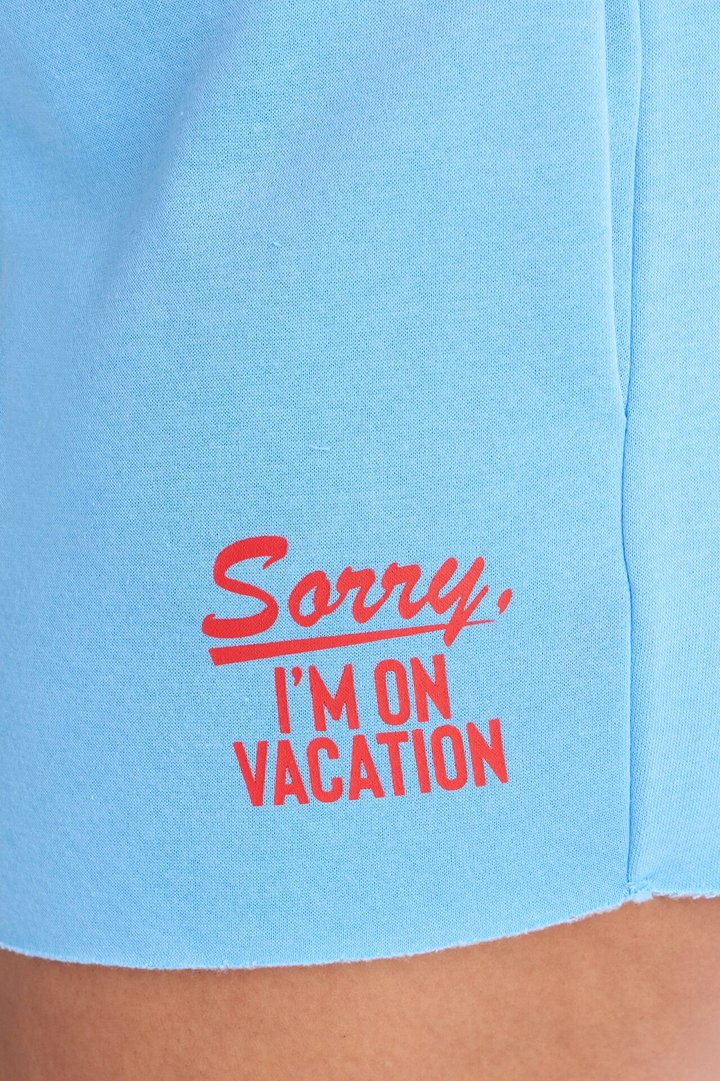 Sorry Vacation Washed Short - Blue
