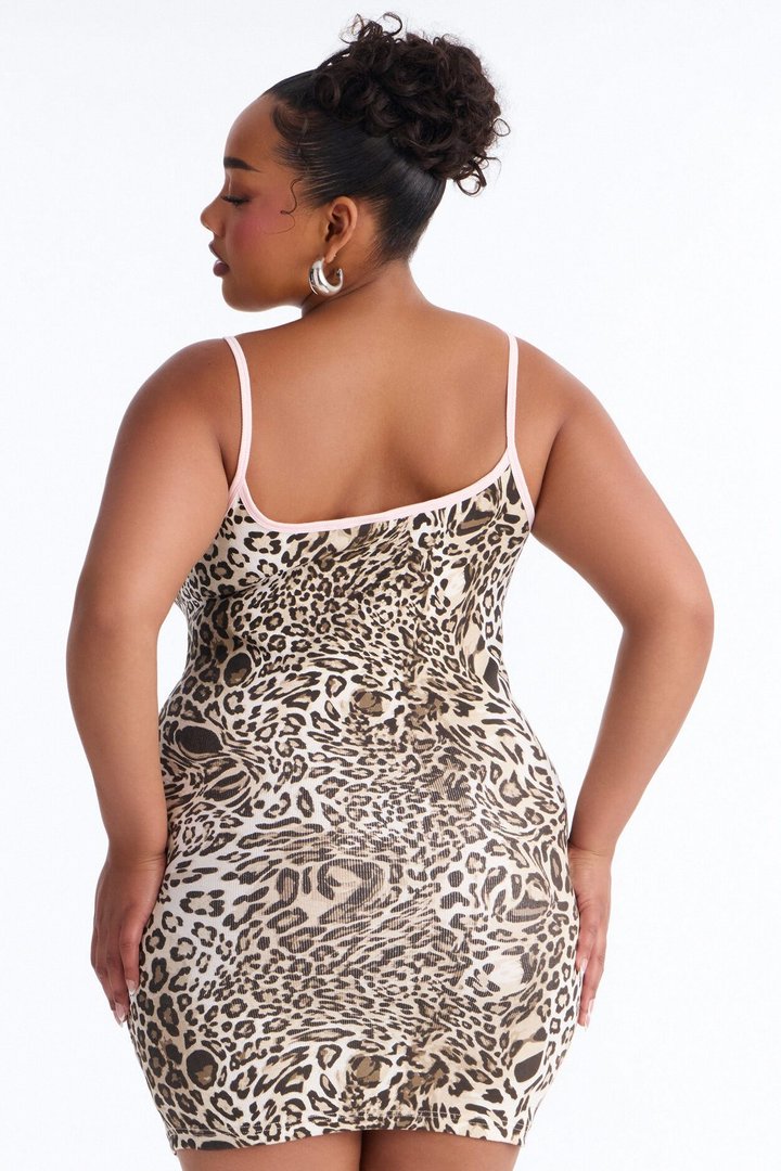 Von Dutch Star Leopard Print Mini Dress - Brown/combo