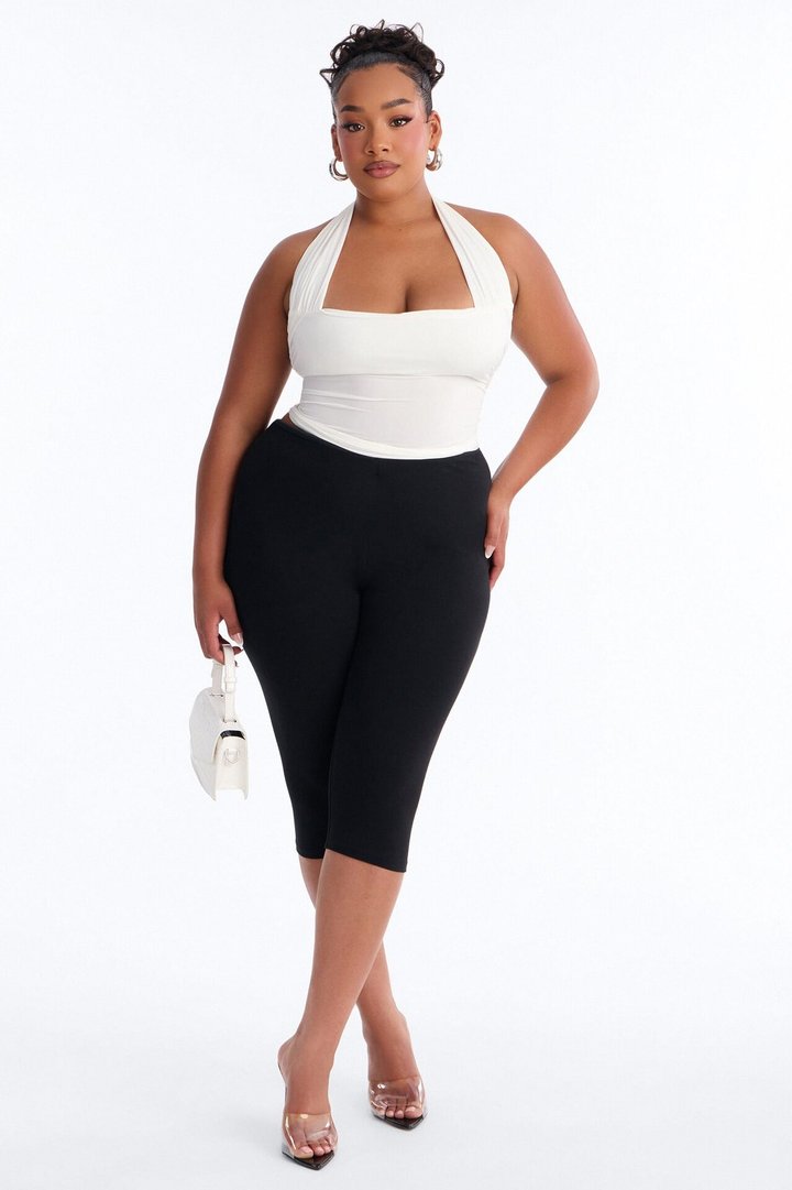 Don't Overthink Ruched Halter Top - White