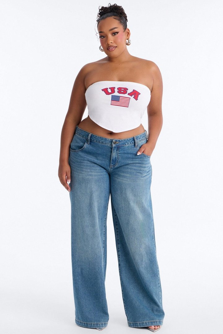 USA Tube Top With Hanky Hem - White