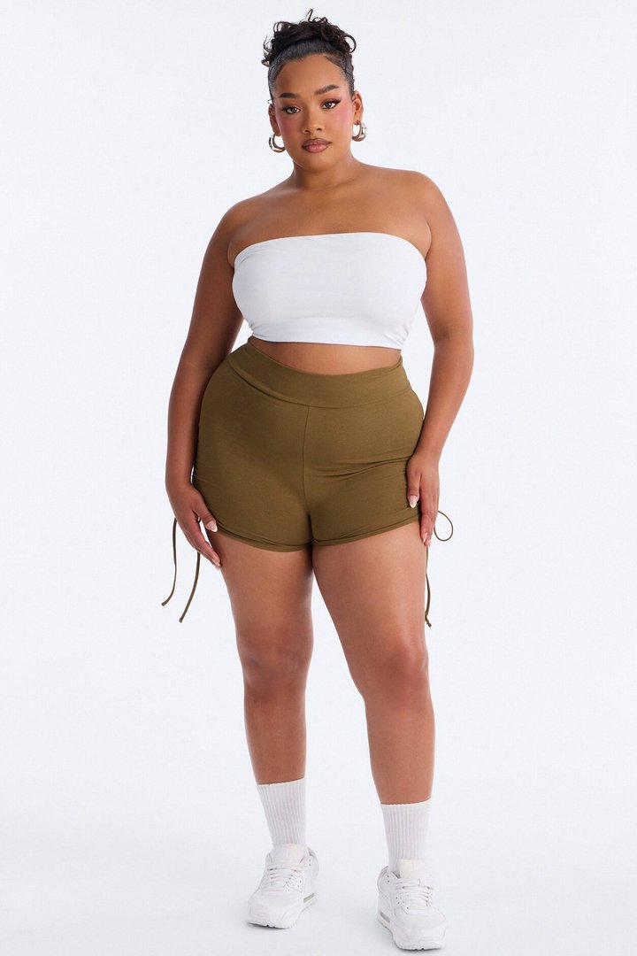 Melanie Ruched Biker Shorts - Olive