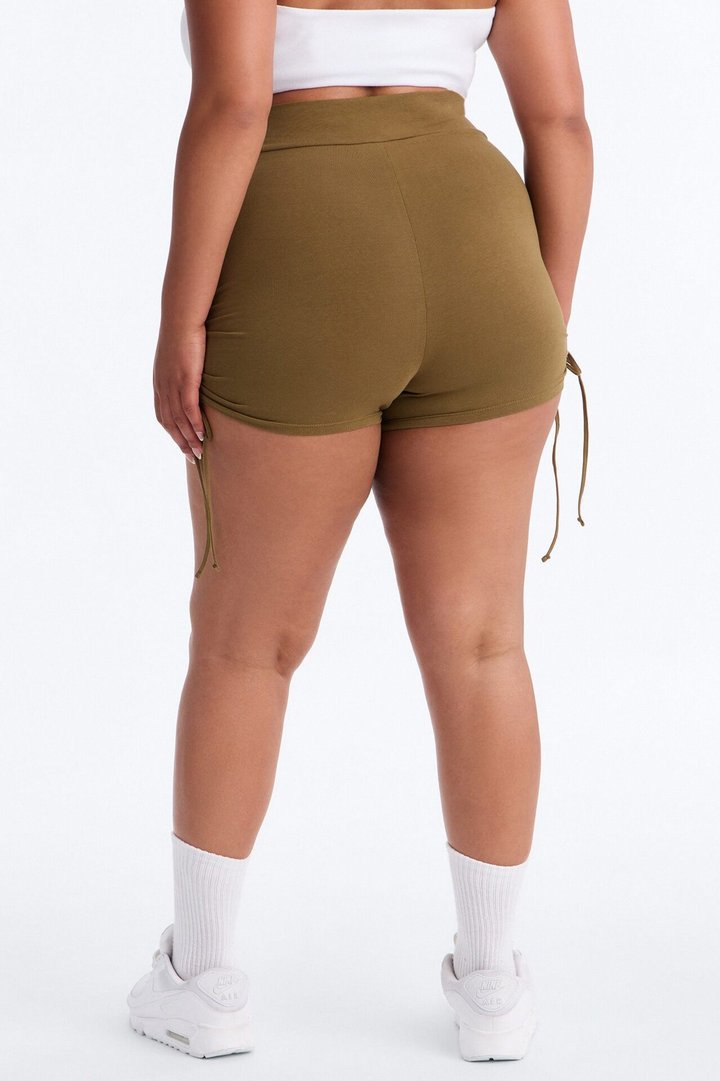 Melanie Ruched Biker Shorts - Olive