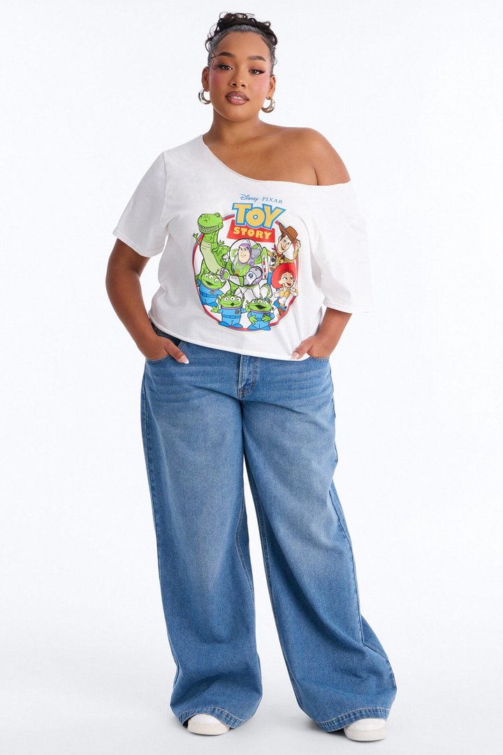 Toy Story Movie Off Shoulder Tee - White