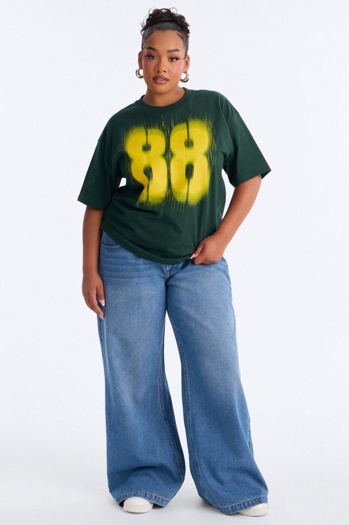 Lucky Number 88 Boxy Tee - Hunter