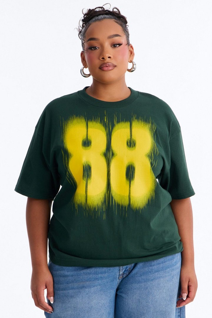 Lucky Number 88 Boxy Tee - Hunter