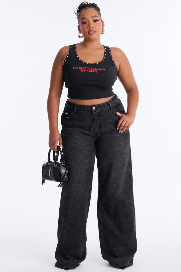Mentally Spicey Studded Tank - Black