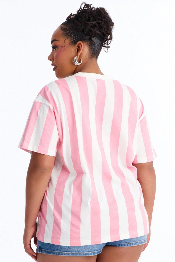 Surfing In California Stripe T Shirt - Pink/combo