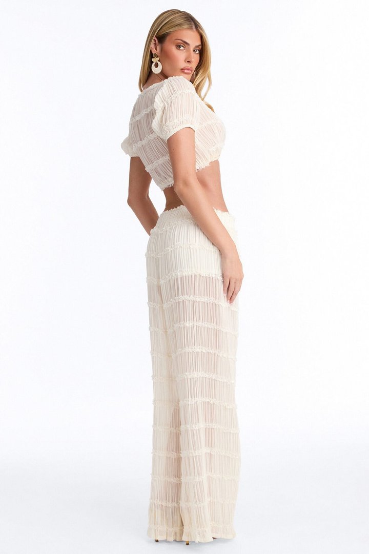 Sheer Escape Chiffon Pant Set - Ivory