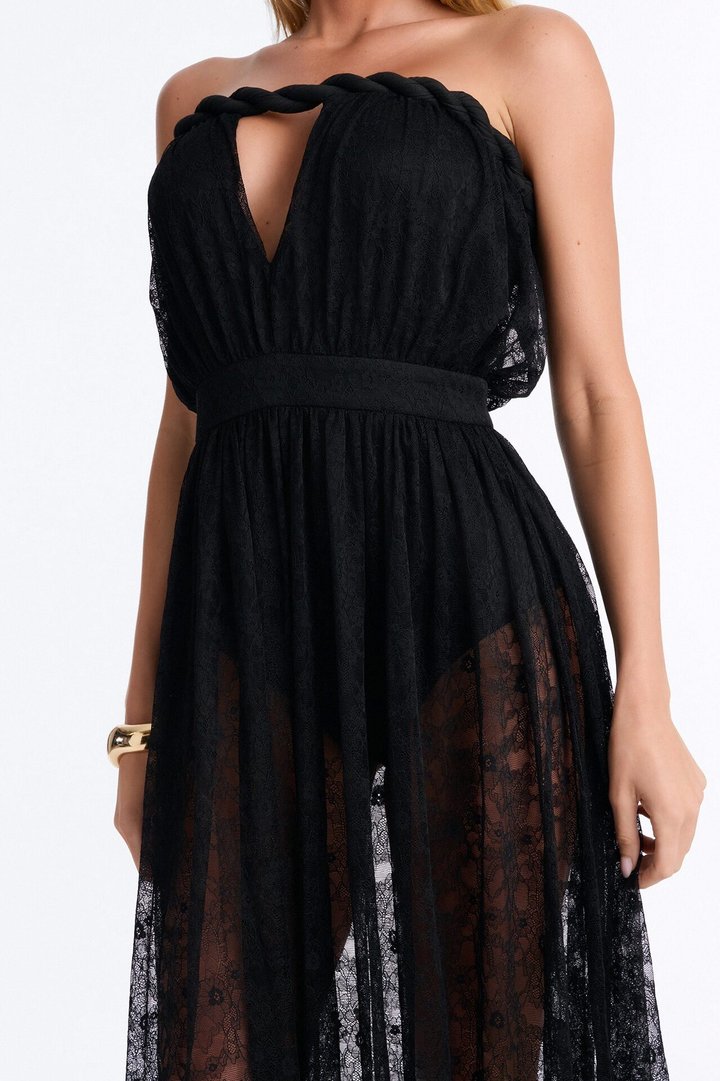 Came To Play Lace Maxi Dress - Black