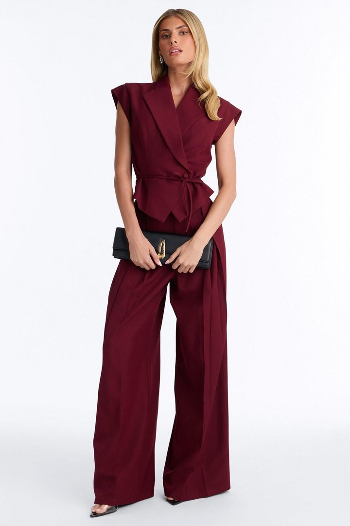 Going Places Blazer Pant Set - Burgundy