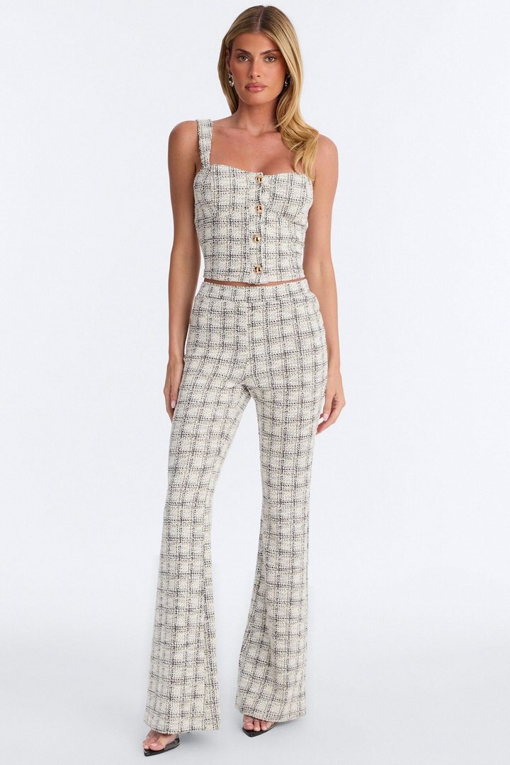 No Shade Knit Tweed Pant Set - White/combo