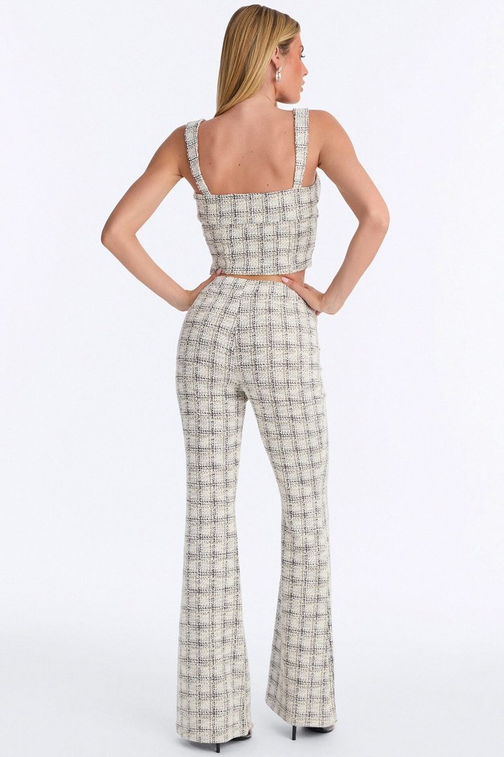 No Shade Knit Tweed Pant Set - White/combo